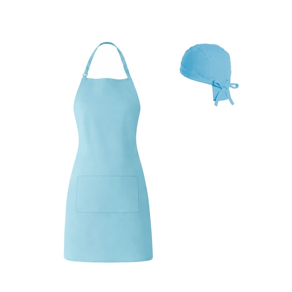 Avental Azul Claro Bandana Algodao Chef Confeitaria Padaria