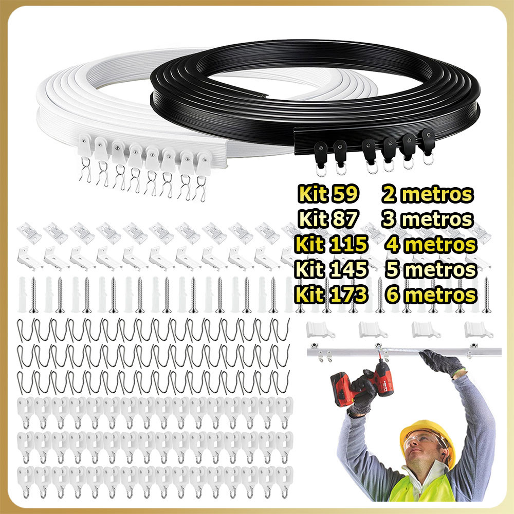 2/3/4/5/6M Trilho flexível e dobrável para cortinas de teto para janelas de beliches divisórias de quartos e portas