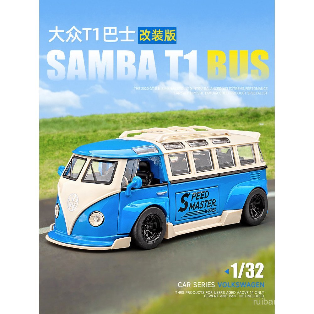 Popular Volkswagen T1, modelo de carro de brinquedo em liga metálica para crianças, van de brinquedo simulada em estilo
