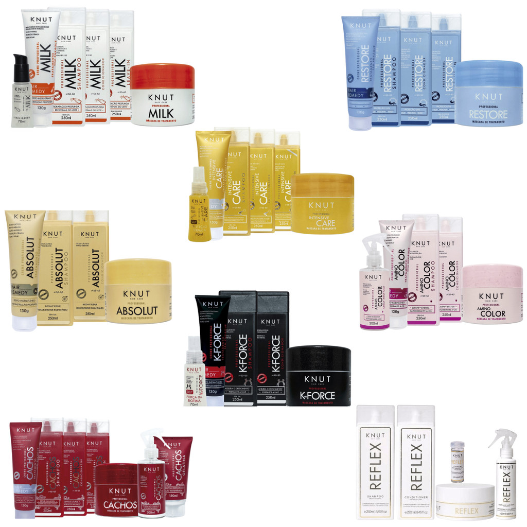 Kit Completo Knut (Milk Absolut Restore K-Force Amino Color Cachos Intensive Care Reflex)