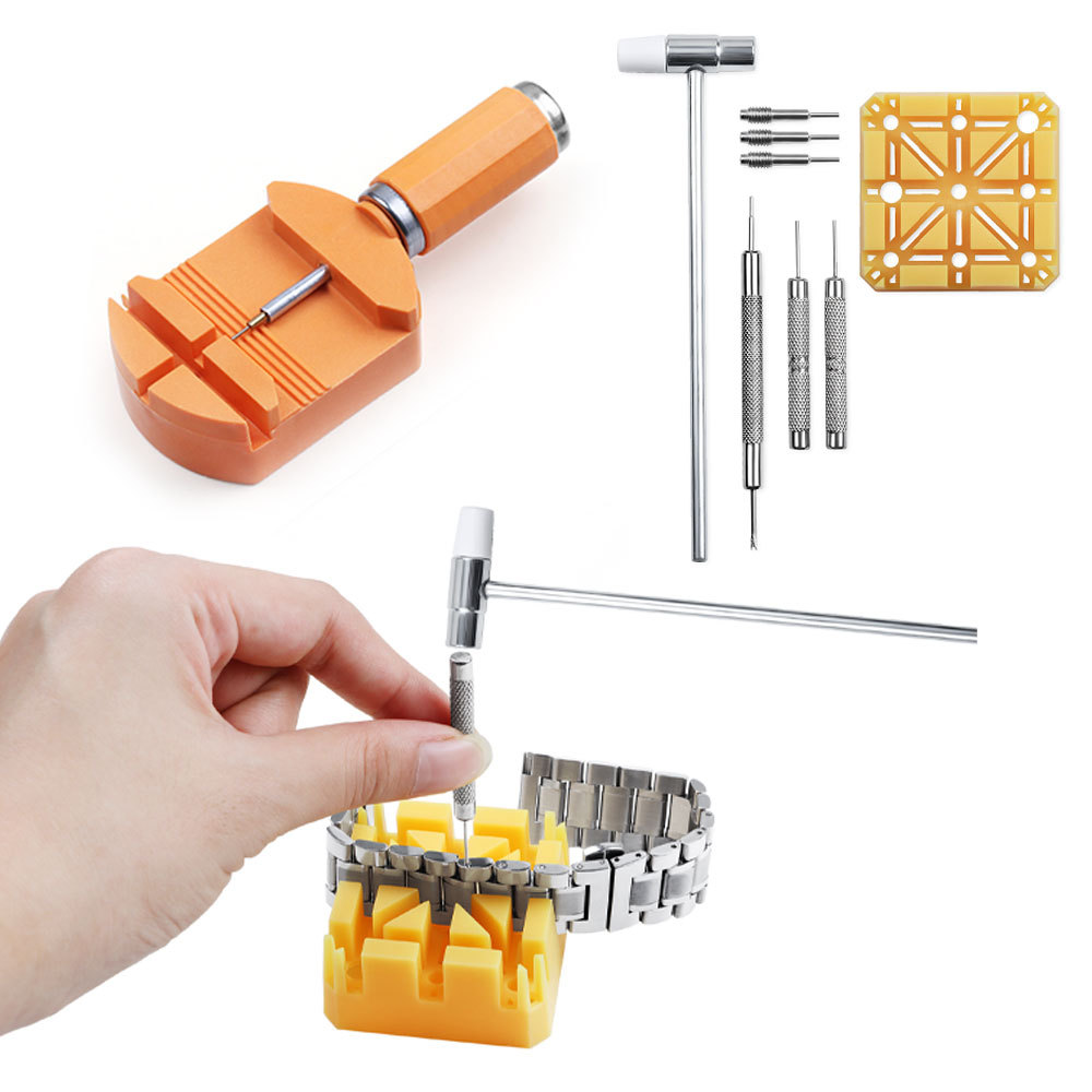 Conjunto De Ferramentas De Desmontagem De Link De Relógio Ferramenta De Base Em Forma De Arroz Martelo Agulha De Perfura