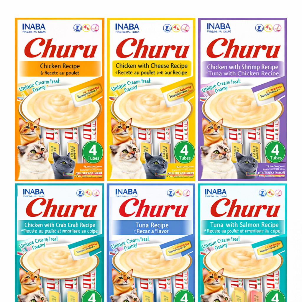 Churu Gatos Inaba Petisco Cremoso 4 Tubos - Vários Sabores Original
