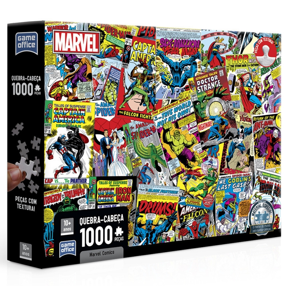 QUEBRA CABEÇA MARVEL COMICS 1000 PEÇAS TOYSTER PUZZLE FILMES DESENHOS HERÓIS VI