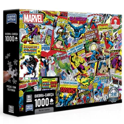QUEBRA CABEÇA MARVEL COMICS 1000 PEÇAS TOYSTER PUZZLE FILMES DESENHOS HERÓIS VILÕES BRINQUEDO CAPAS