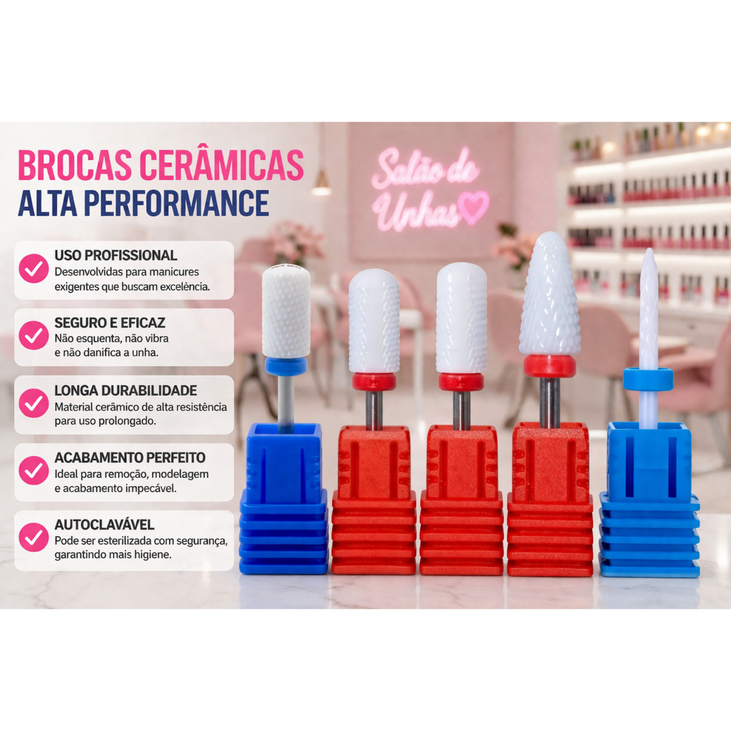 BROCAS DE UNHA CERAMICA  PARA ACRIGEL UNHA DE GEL OFERTA KIT BROCA DE UNHA