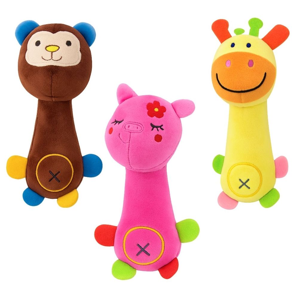 Brinquedo de Pelúcia para Cachorro Pet Mordedor Colorido com Apito Som Bichinho Divertido em Oferta na Shopee