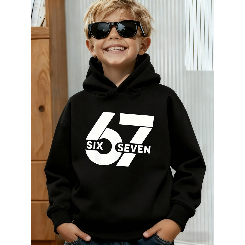 Moletom Infantil 67 Six Seven Com Capuz Estiloso Confortável Adulto Infantil Inverno