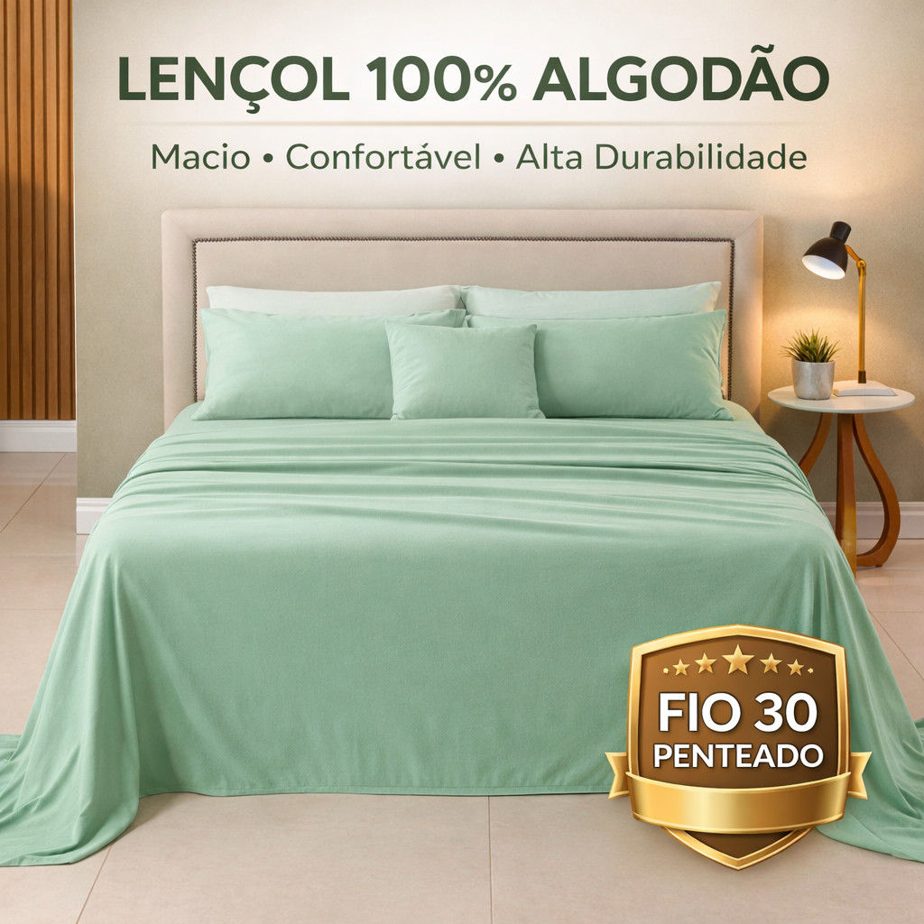 Lençol de Cima Malha 100%Algodão Fio 30/1 Avulso Sem Elástico Solteiro Casal Queen King Toque Macio  Acabamento em viés