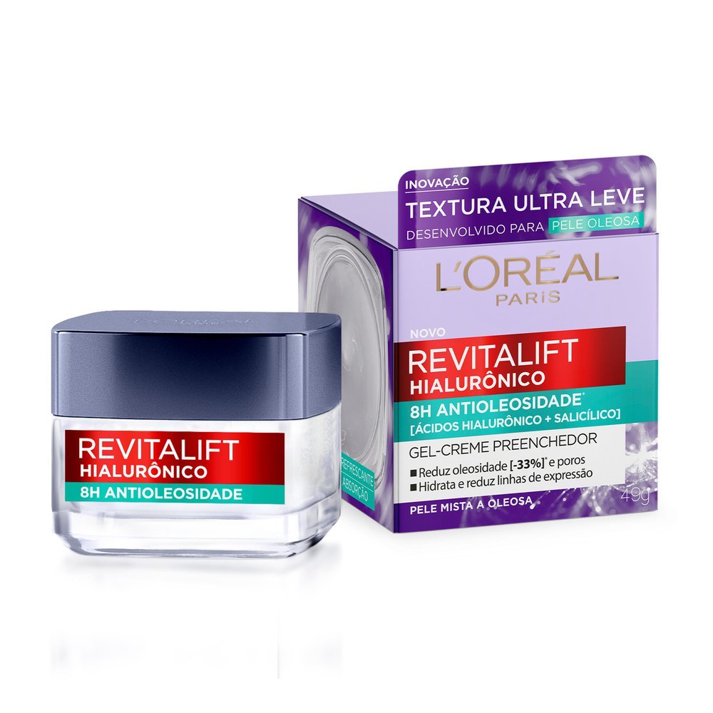 Gel Creme Hidratante Antioleosidade L'Oréal Paris Revitalift Hialurônico 49g em Oferta na Shopee
