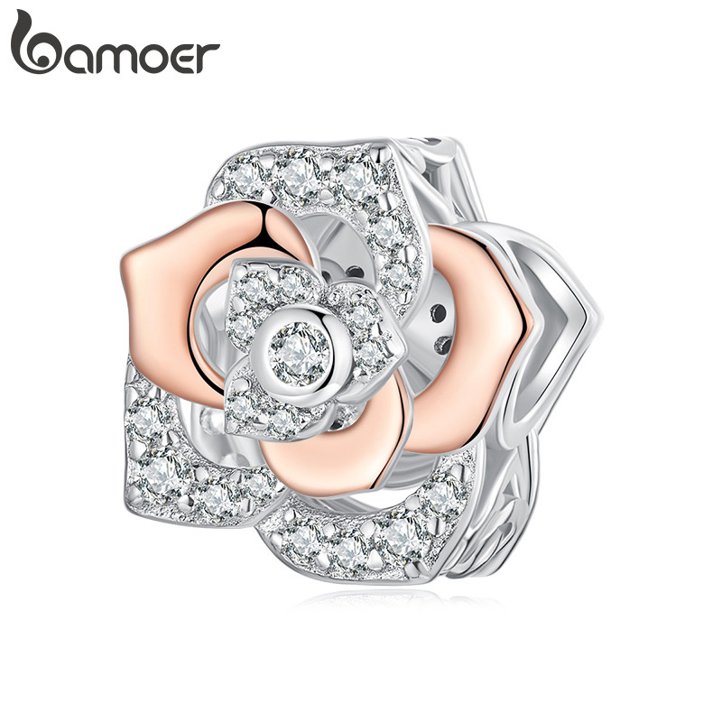 Bamoer Charme Rosa Pingente DIY Pulseira Acessórios Para Presentes Femininos