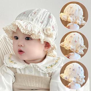 Bonito Plissado Rendas Bebê Balde Chapéu Flor Impressão Infantil Meninas Princesa Pescador Ao Ar Livre Piquenique Algodã em Oferta na Shopee