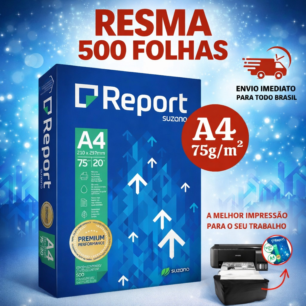 Papel Sulfite Report A4 Pacote Com 500 Folhas Branco 75grs em Oferta na Shopee