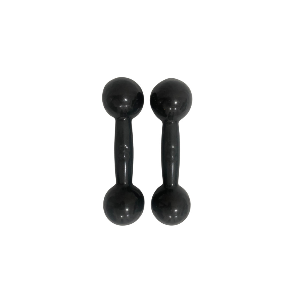 2 Halteres Bola Emborrachados 1/2 kg Musculação Treinos Em Casa Cor Preto Meio Quilo 500g