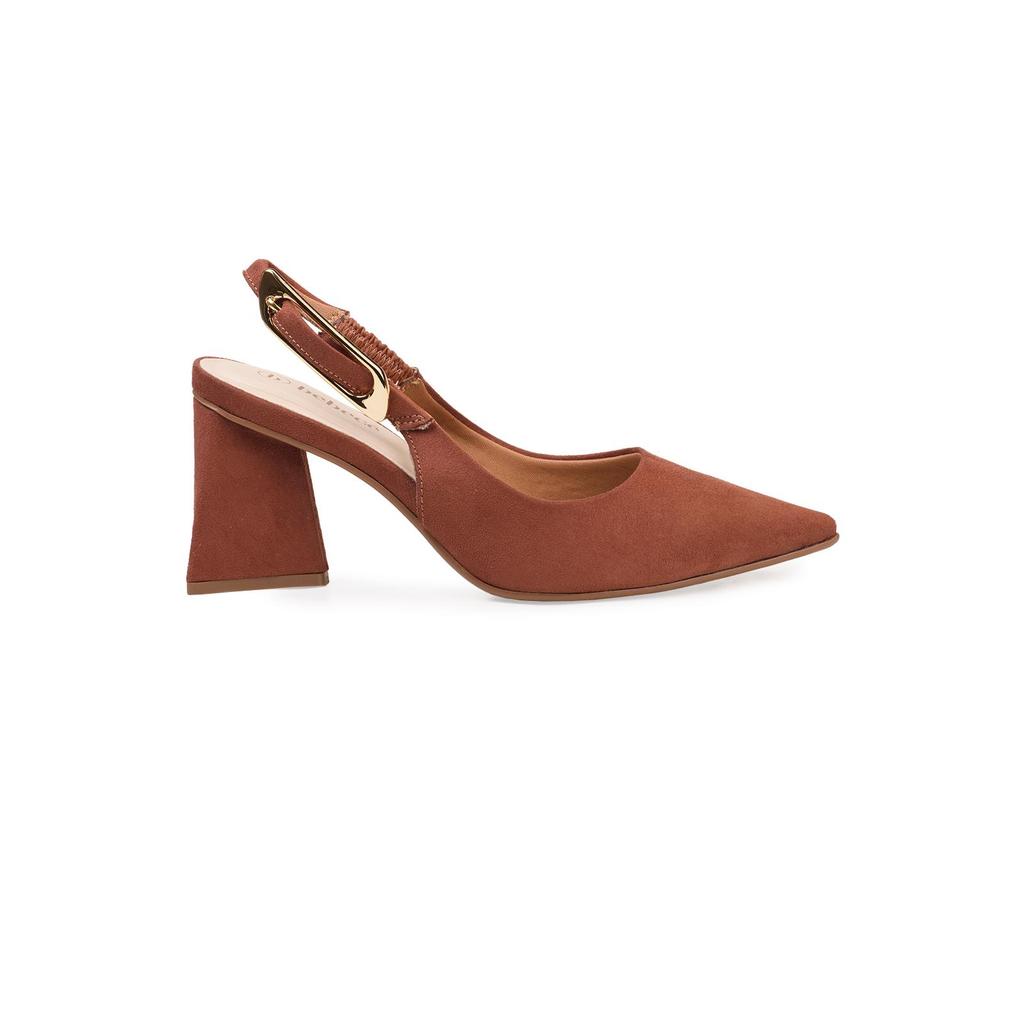 Scarpin Bebecê Bico Fino com Tira Ajustável e Salto Bloco em Oferta na Shopee