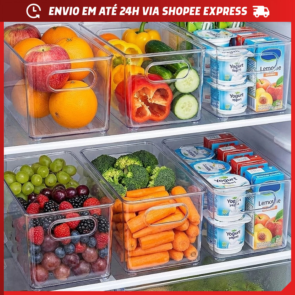 Kit Organizador de Geladeira Armário Multiuso Caixa Organizadora Monte seu Kit em Oferta na Shopee