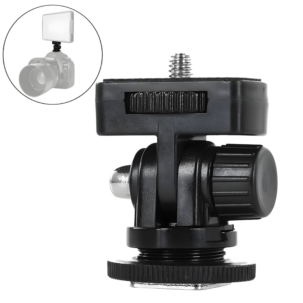 Adaptador de Sapata Fria Articulável com Parafuso 1/4" para Luz LED, Microfone e Monitor em Oferta na Shopee