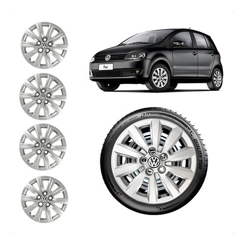 Jogo Calota Fox Spacefox Polo Aro 15 Vw 2010 11 12 13 14 15 Preto Fox