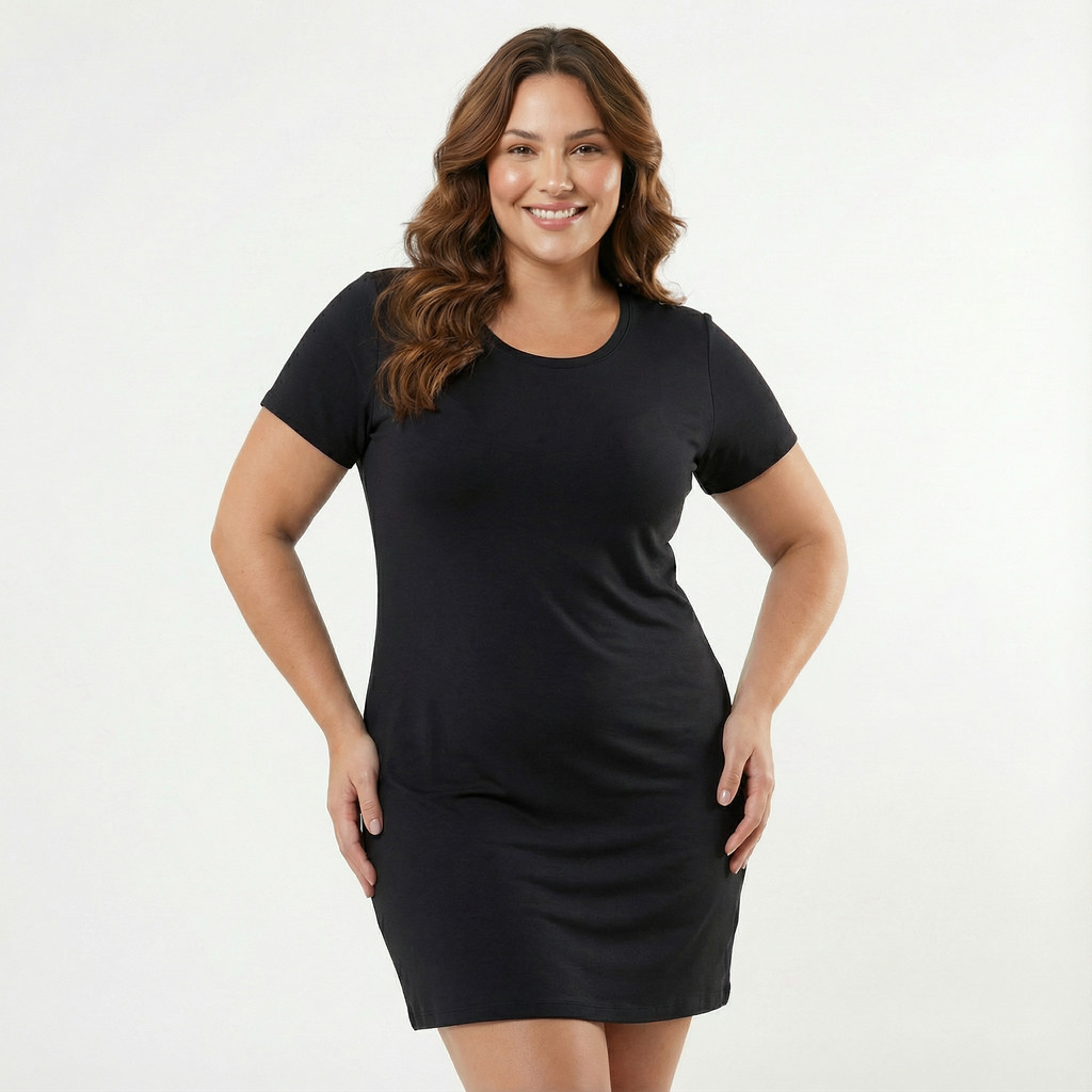 Vestido Curto T-Shirt Blusão Plus Size Viscolycra