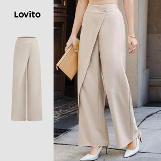 Lovito  Calça Elegante Assimétrica para Mulheres Calça de Viagem de Damasco L171AD071 em Oferta na Shopee