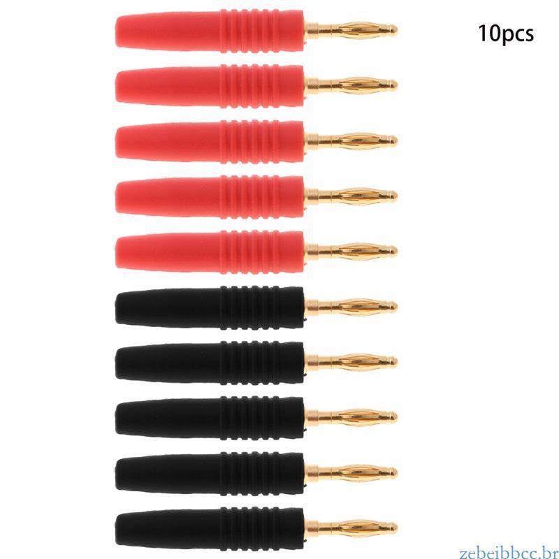 zebeibbcbr 10pcs 2mm Fio Tipo Solda Banana Plug Conector Musical Alto-Falante Pino Adaptador Banhado