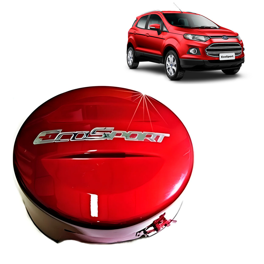 Capa De Estepe Rígida Com Cadeado Para  Ford Ecosport 2011 Até 2020 Aro 15/16/17  Capa De Pneu Reserva Cor Merlot