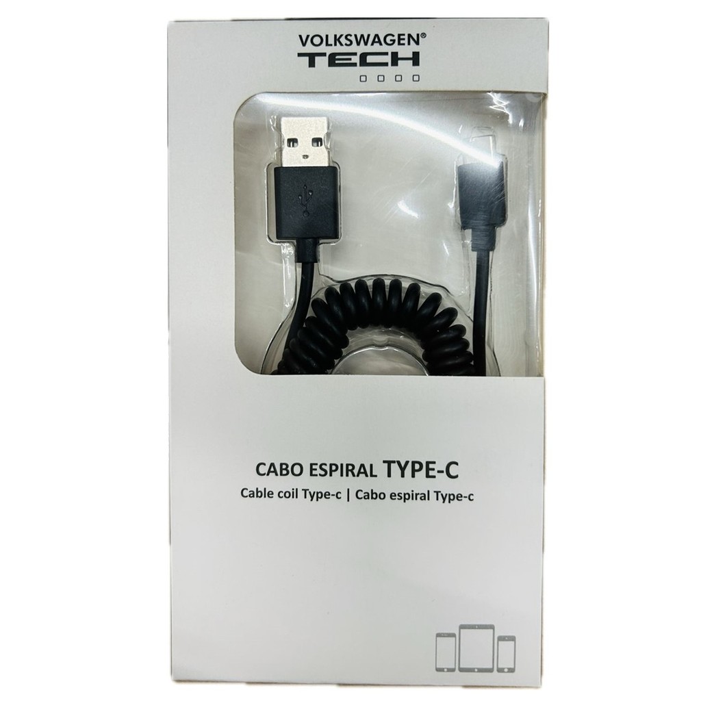 Cabo USB Espiral TYPE-C Original Volkswagen V04011007B — imagem 2 de 2