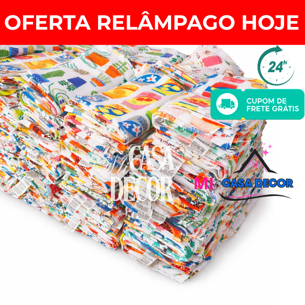 Kit 10 Pano De Prato Atoalhado Felpudo Estampado