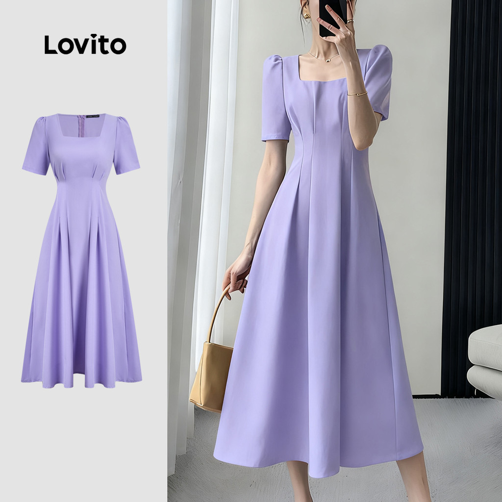 Lovito Vestido Roxo Primavera/verão Linha Casual para Mulheres L164ED112 em Oferta na Shopee