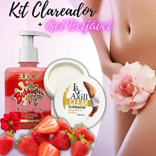 Kit Gel Hidratante Beijável De Morango + Clareador De Virilha E Axilas L&Beauty em Oferta na Shopee