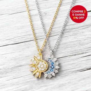 Sol Lua Em Camadas Colar Novo Casal Na Moda Strass Pingente Jóias Para Homem E Mulher em Oferta na Shopee