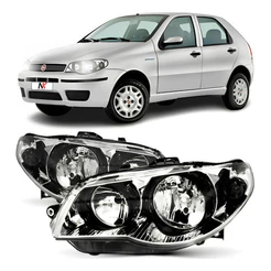 Par/Un Farol Palio G3 2004 2005 2006 Á 2013 Cromado Aro Preto