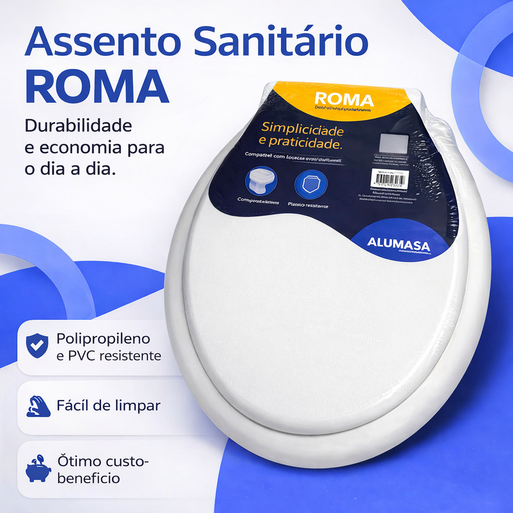 Assento Sanitário Roma Confortável Oval Tampa de Privada De Vaso Universal Todas As Marcas Alumasa em Oferta na Shopee