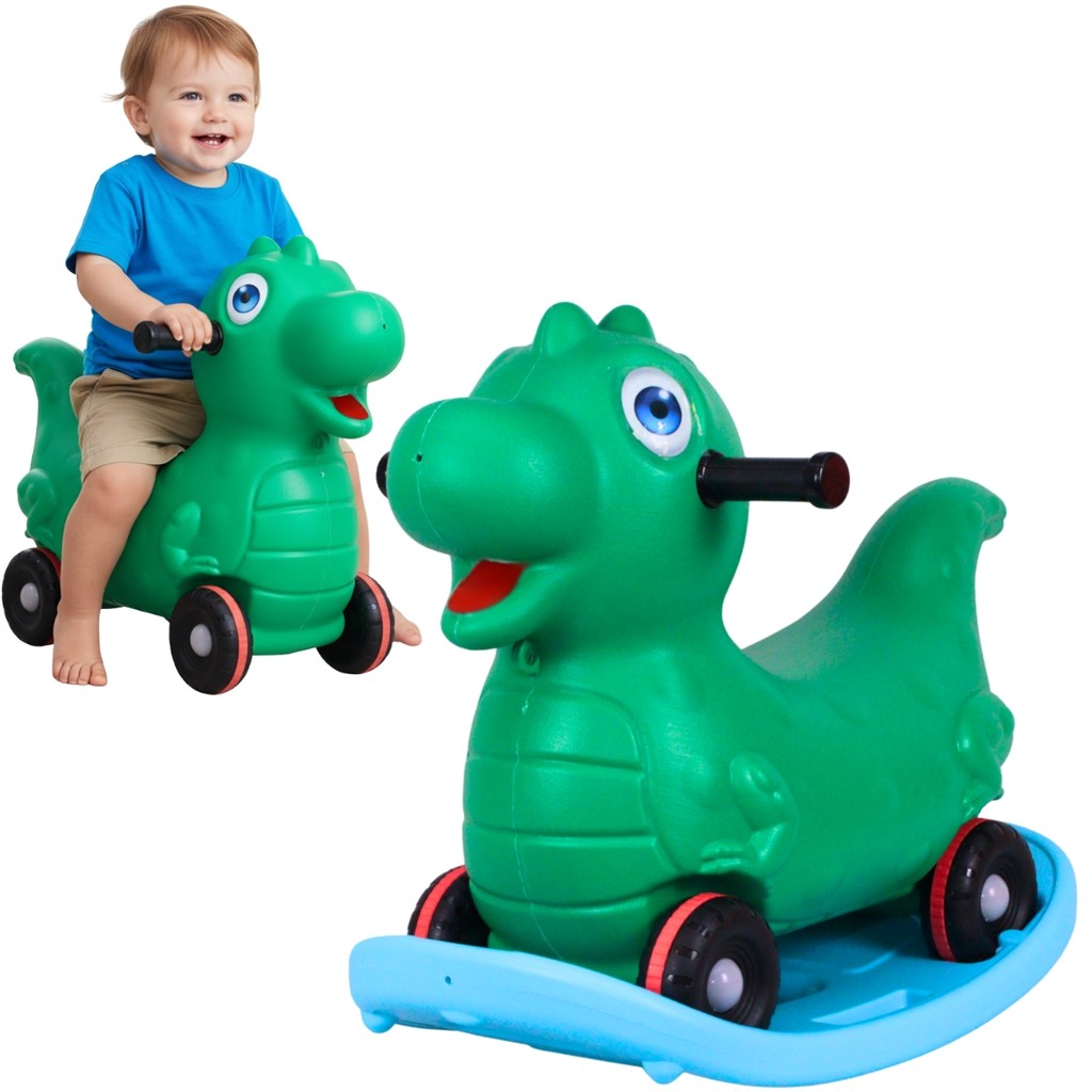 Brinquedo 2 Em 1 Andador E Balanço De Dinossauro Gangorra Verde  - Castela