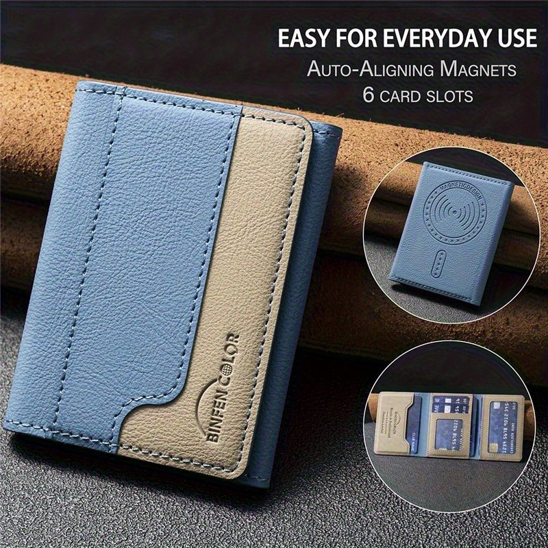   [Carteira de Alinhamento Automático] Carteira Magnética com 6 Slots para Cartões |     Alinhamento Automático, Suporte