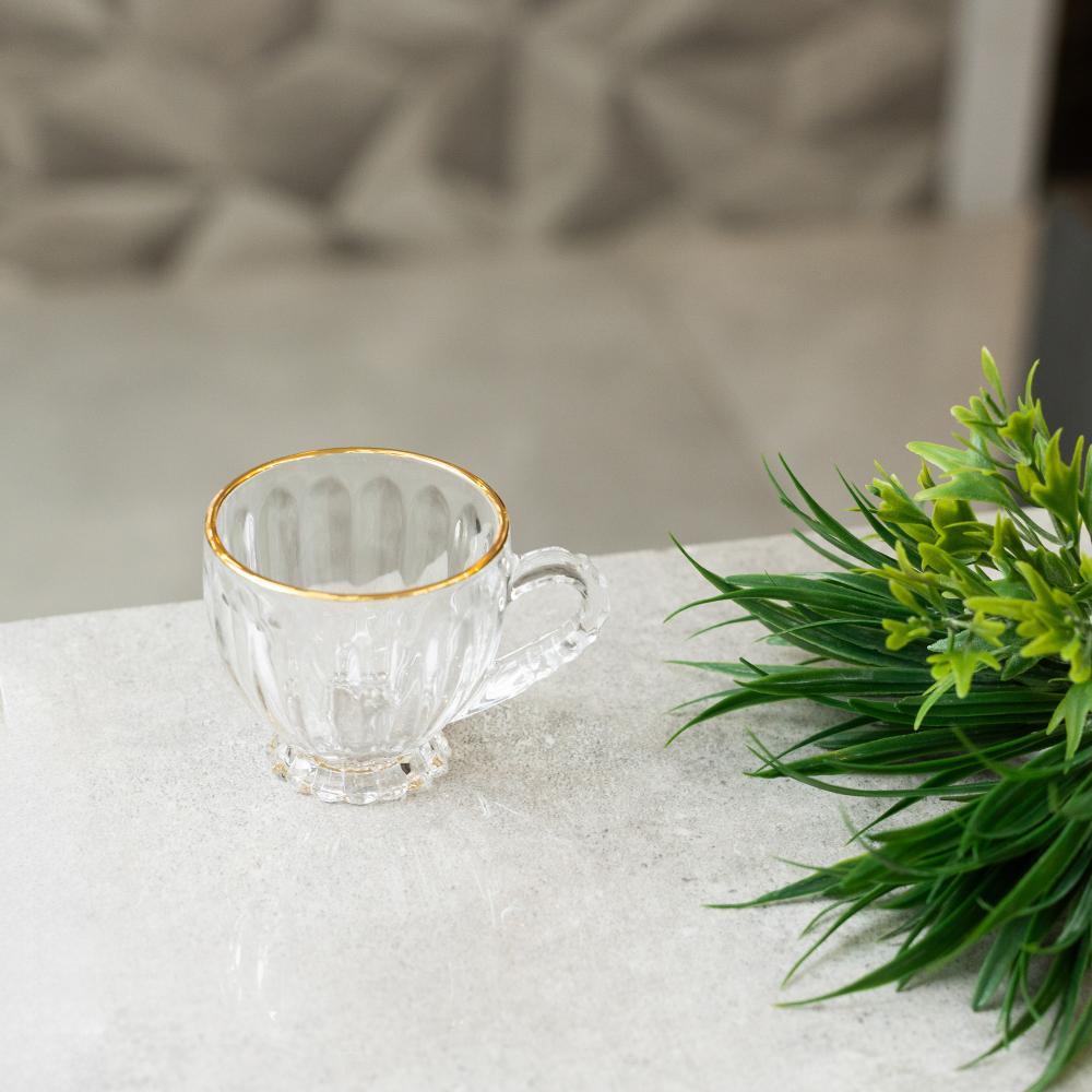 Xícara Lyor Renaissance com Fio de Ouro 80ml de Cristal