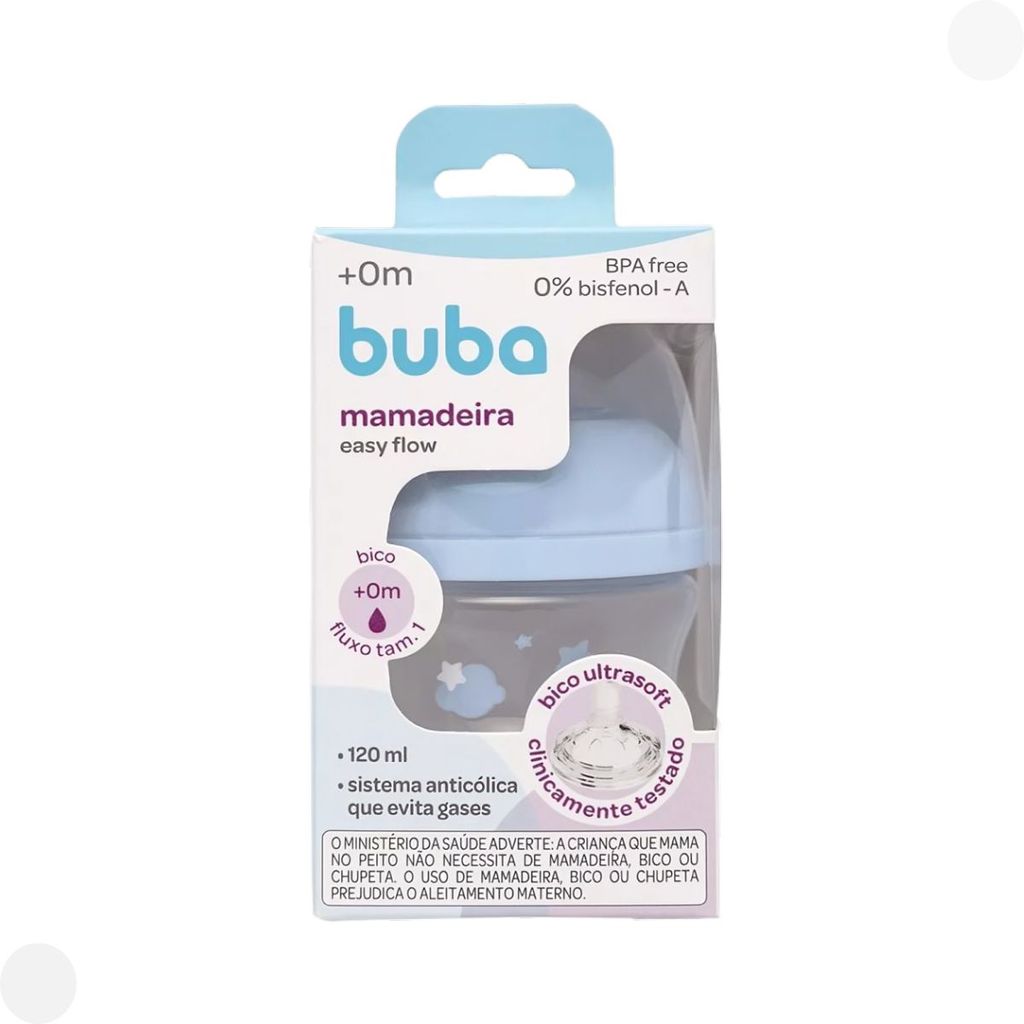 Mamadeira anticólica Easy Flow nuvem azul 120ml 17258 Buba
