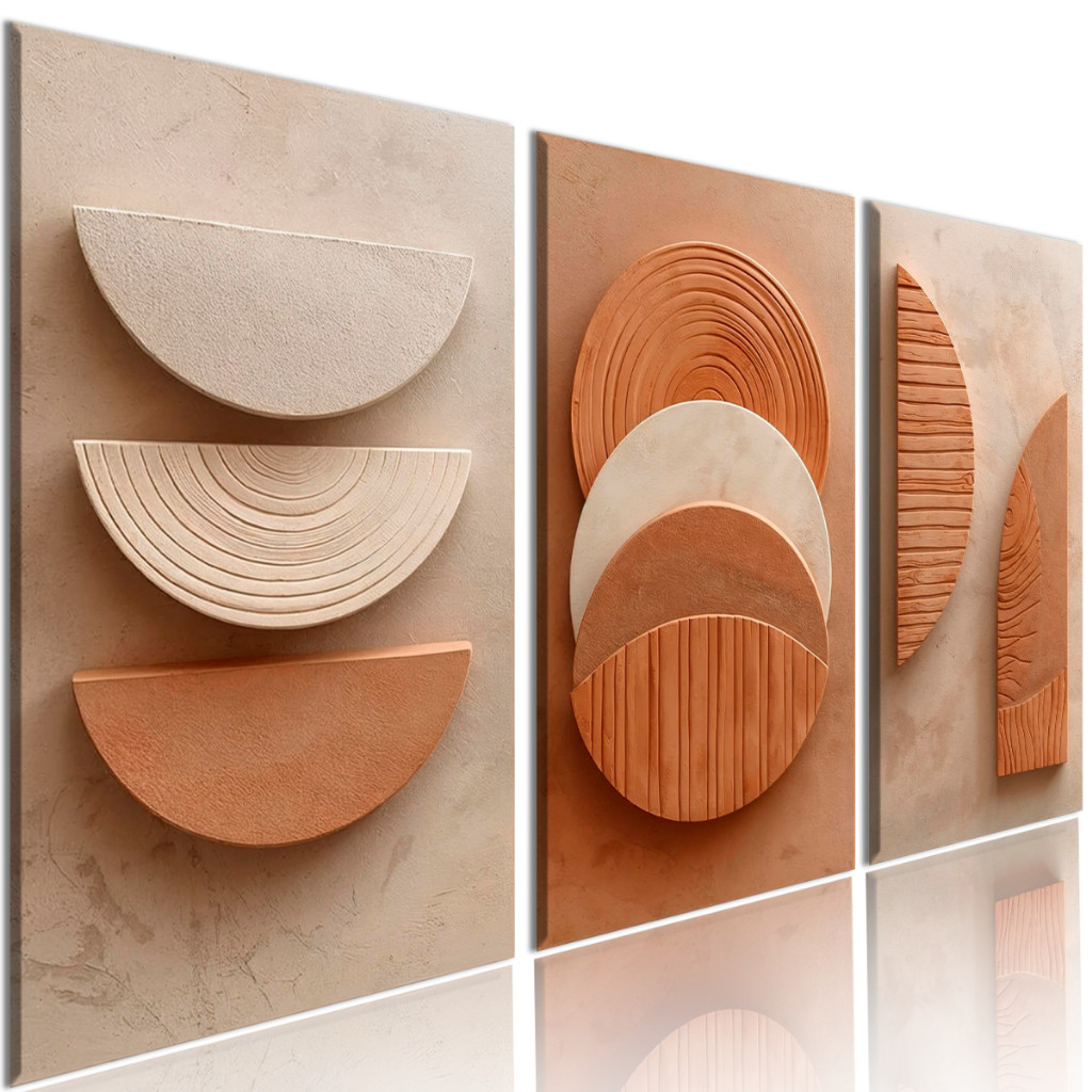 Quadro Decorativo Abstrato Moderno em Kit 3 Peças Tons Terrosos Minimalista