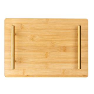 Bandeja Alça de Metal Dourada Seattle 30x21 Natural Bambu em Oferta na Shopee