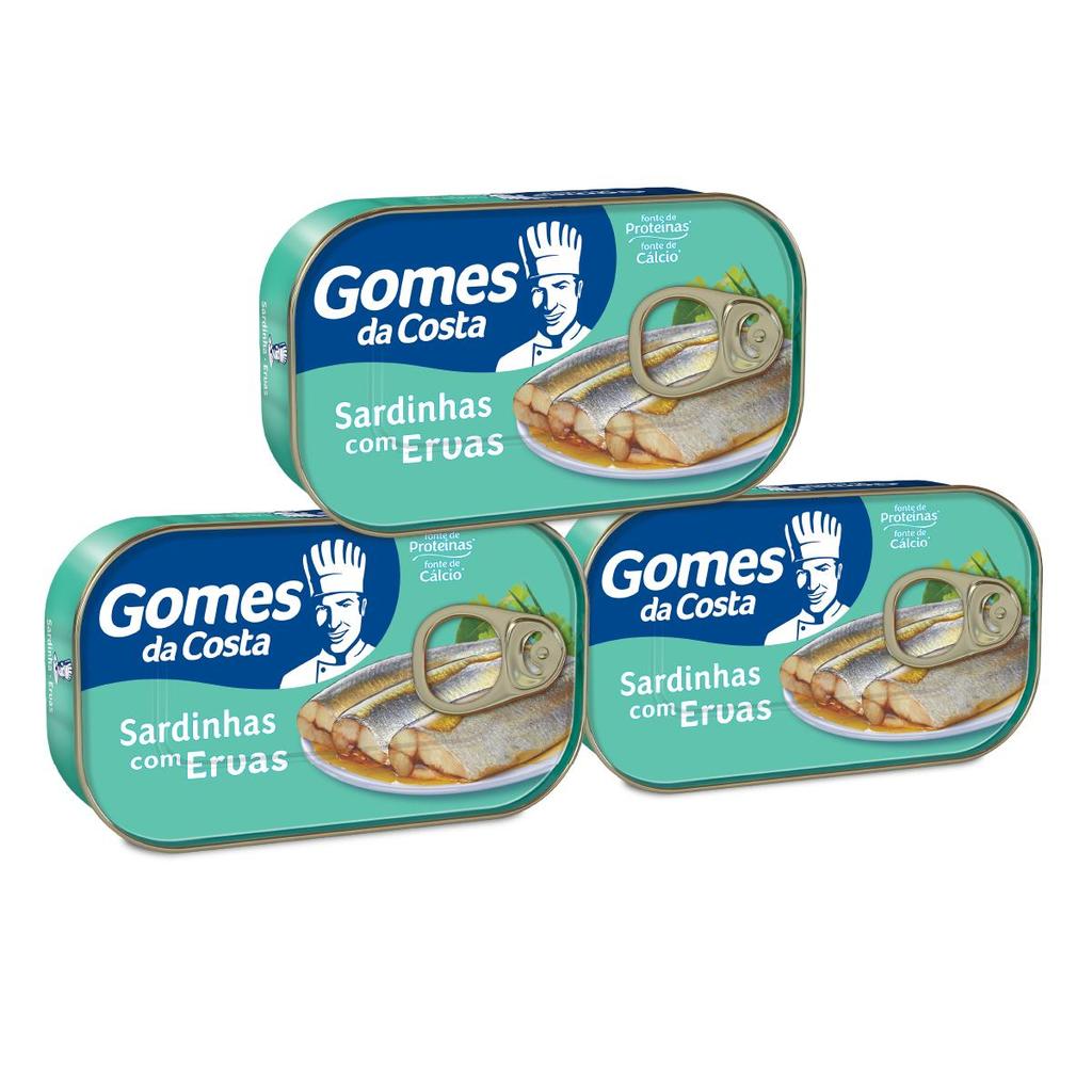 Kit 3 UN - Sardinhas com Molho de Ervas - 125g - Gomes da Costa