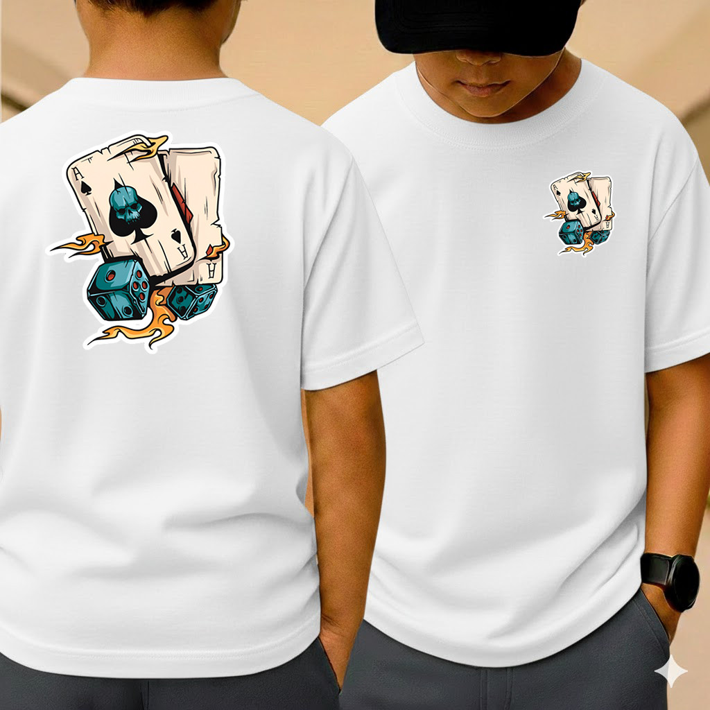 Camiseta Baralho Infantil Manga Curta Camisa Estampada Desenho Colorido 100% Algodão