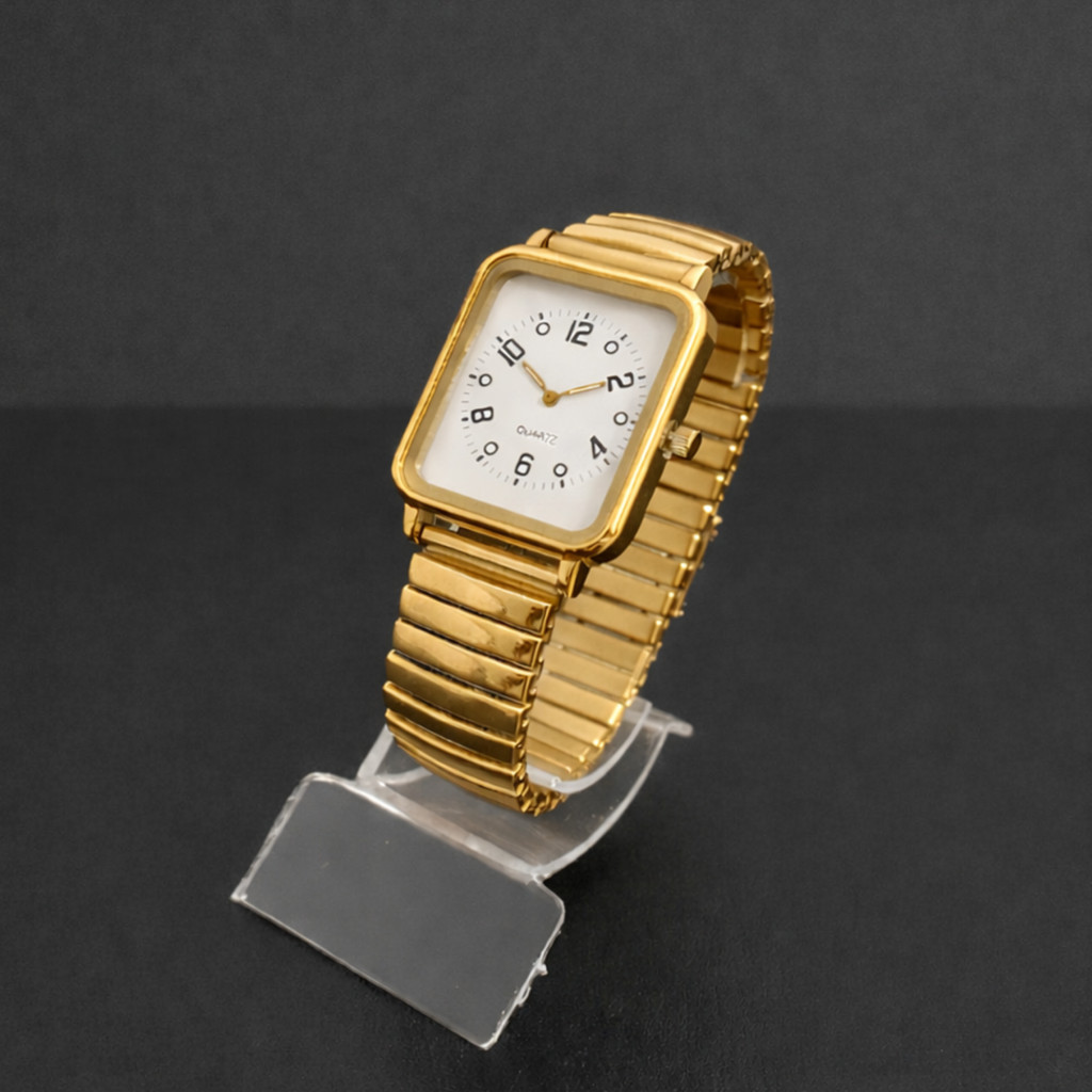 Relógio Feminino Quadrado Á Prova D´agua Pulseira Elástica Analógico em Aço Bracelete de Mola Relógio de Metal