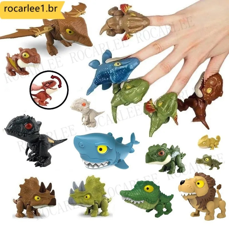 Dinossauros de dedo mordendo, simulando brinquedos de modelo de dinossauro, presentes de aniversário, decoração de bolo em Oferta na Shopee