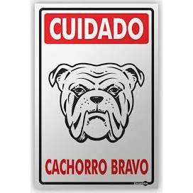 Placa Sinalização - Cuidado Cão Bravo