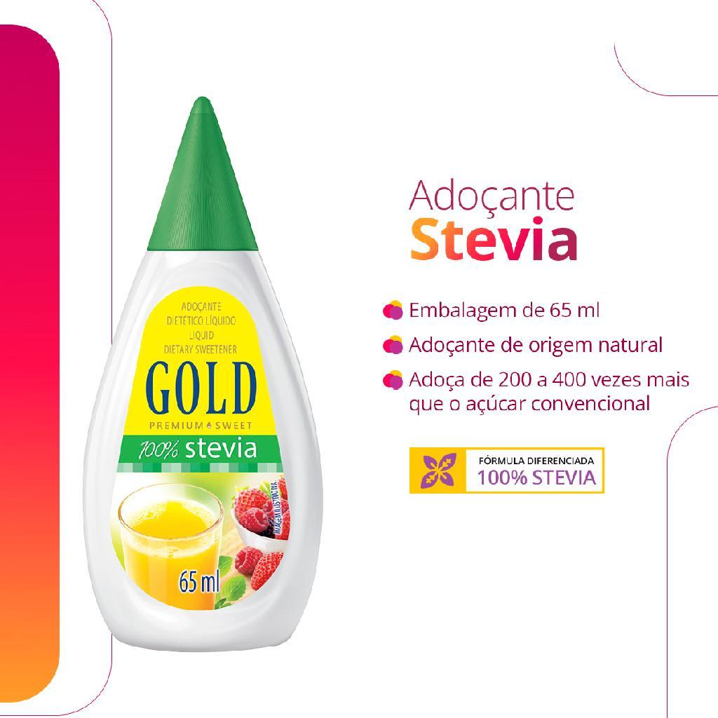 Adoçante líquido 100% stevia sem calorias para dietas 65 ml