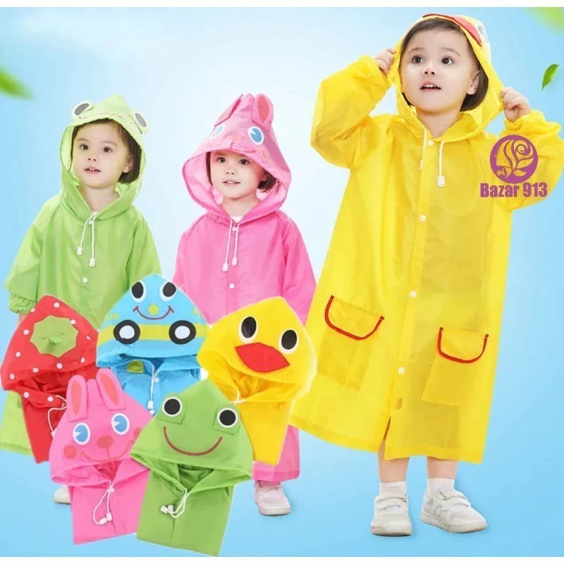 Capa De Chuva Infantil Com Desenhos Fofos com capuz Resistente Impermeável 602