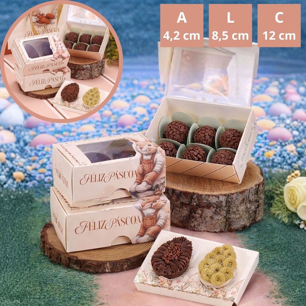 10 CAIXA P/ 6 DOCES PÁSCOA OU 2 OVOS 50G ACOLHER 5483 ( PASCOA JANGO 2026 ) — imagem 2 de 2