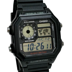 Relógio Casio Digital Masculino World Time AE-1200WH-1AVDF
