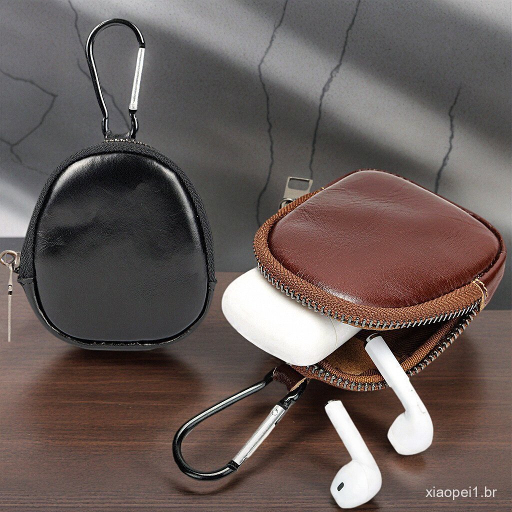 Carteira de Moeda Vintage Couro Genuíno Pequena Simples Carteira de Chave Bolsa com Zíper Bolsa de Armazenamento para Fo