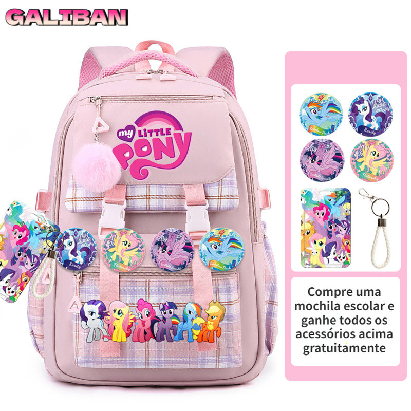 Novo My Little Pony Crianças Estudantes Terceira a Sexta Série Mochila Suporte de Cartão Adicional Acessórios