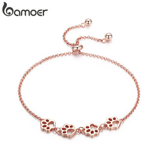Pulseira Bamoer De Ouro Rosa Fofa Com Estampa De Pata De Animal De Estimação Joia Elegante Presente Para Mulheres